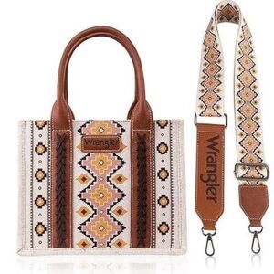 Wrangler Geometric Brown and Cream Tote